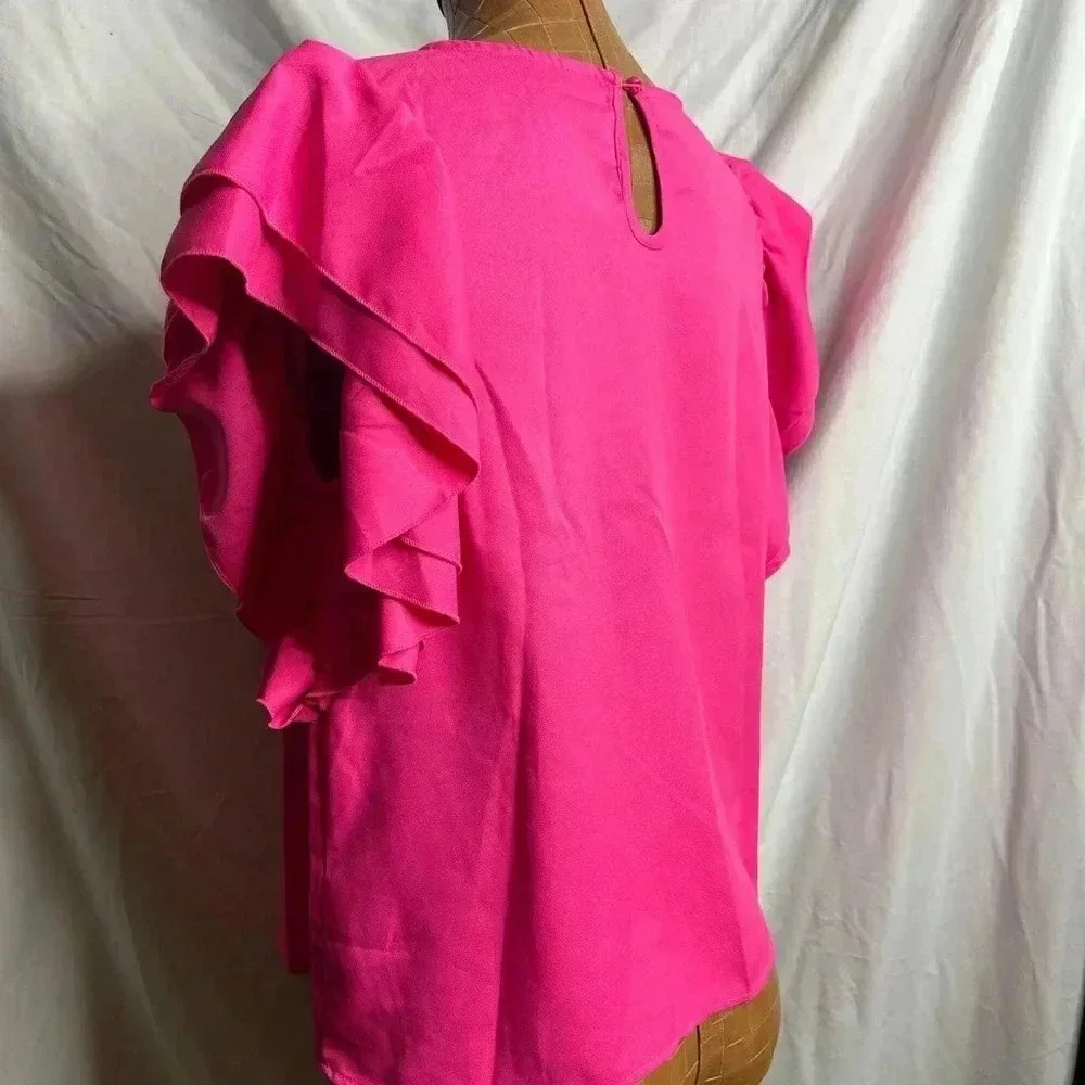 Women’s‎ Large Ruffle sleeve top- Pink Barbiecore - Picture 4 of 8